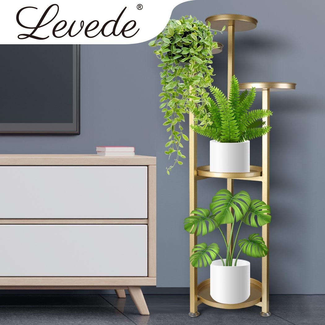 Large 5 Tier Indoor Outdoor Plant Stand for Flowers - Gold - Rivercity House & Home Co. (ABN 18 642 972 209) - Affordable Modern Furniture Australia