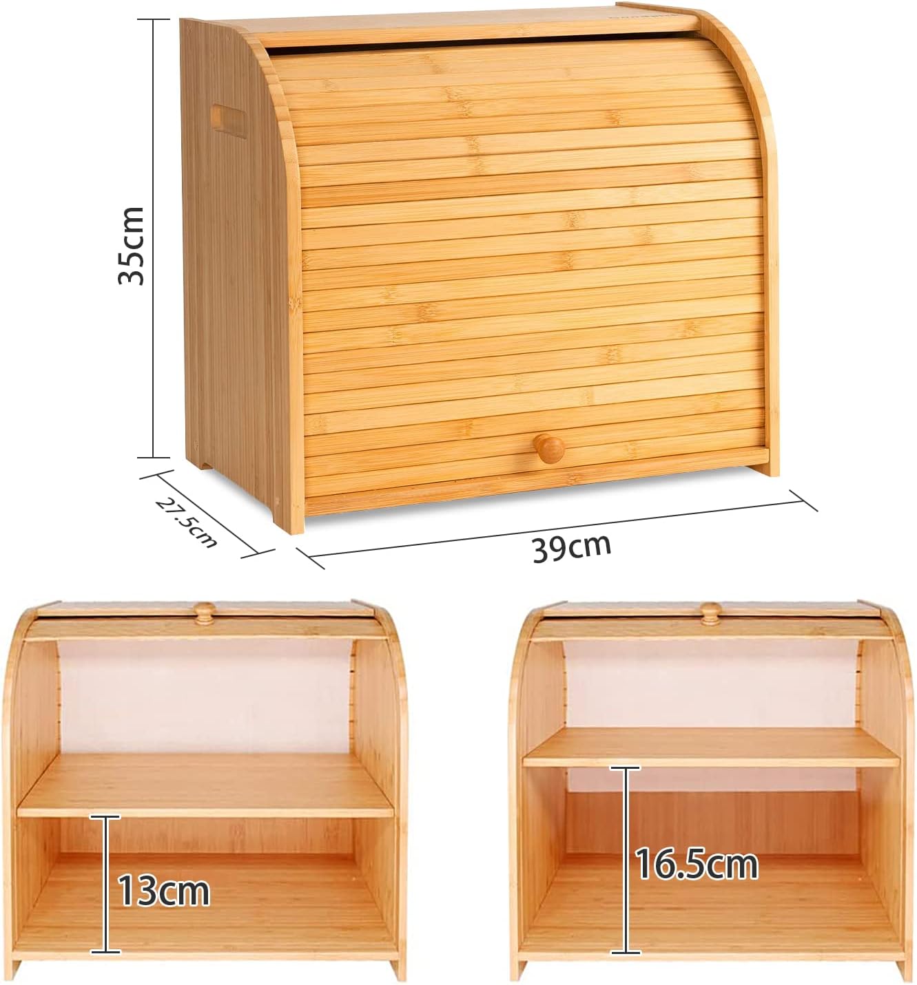 Large Bamboo Bread Box Storage Organizer with Roll Top for Kitchen Counter - Home & Garden > Laundry & Cleaning > Laundry Storage - Rivercity House & Home Co. (ABN 18 642 972 209) - Affordable Modern Furniture Australia