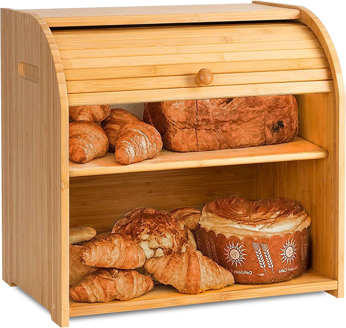 Large Bamboo Bread Box Storage Organizer with Roll Top for Kitchen Counter - Home & Garden > Laundry & Cleaning > Laundry Storage - Rivercity House & Home Co. (ABN 18 642 972 209) - Affordable Modern Furniture Australia