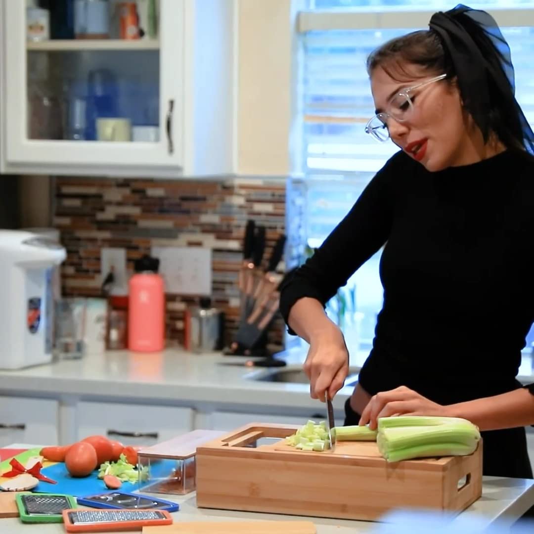 Large Bamboo Cutting Board and 4 Containers with Mobile Holder gift included for Home Kitchen - Home & Garden > Kitchenware > Kitchen Utensils - Rivercity House & Home Co. (ABN 18 642 972 209) - Affordable Modern Furniture Australia