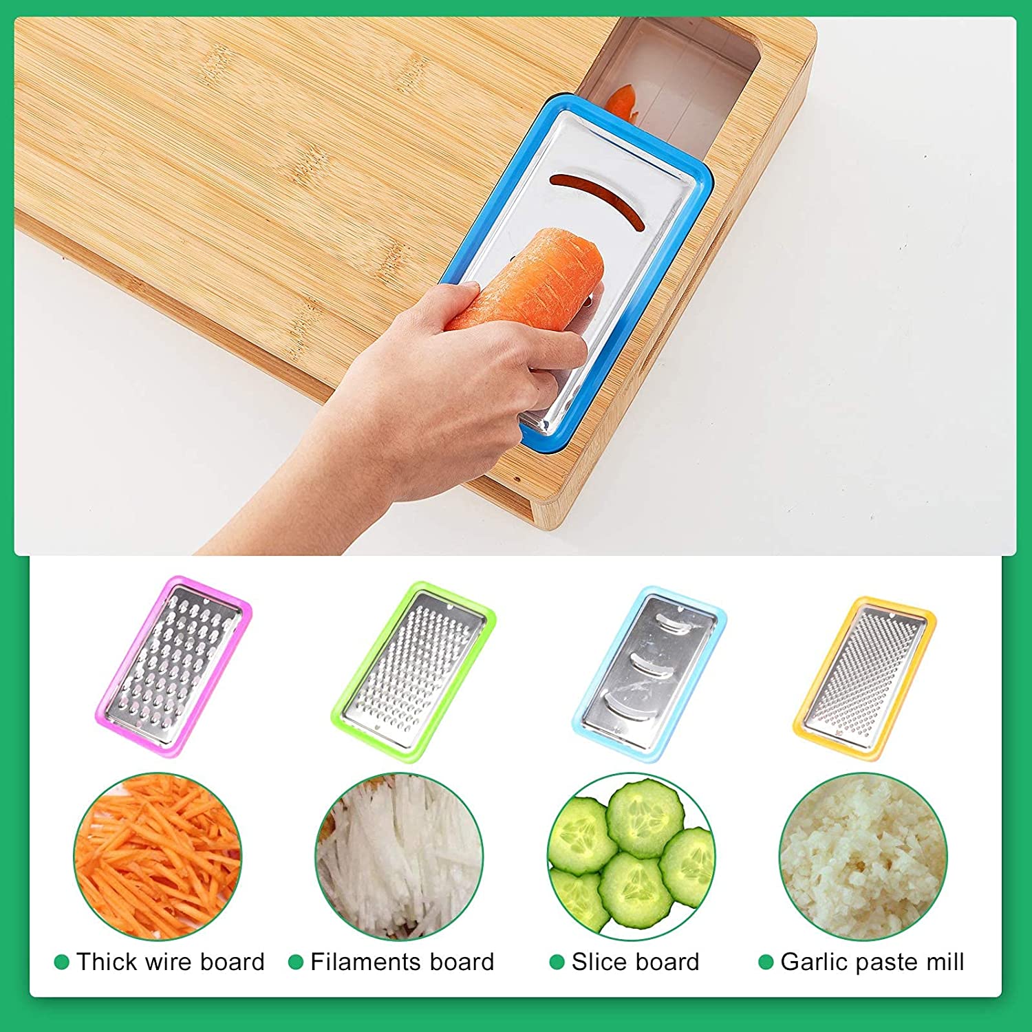 Large Bamboo Cutting Board and 4 Containers with Mobile Holder gift included for Home Kitchen - Home & Garden > Kitchenware > Kitchen Utensils - Rivercity House & Home Co. (ABN 18 642 972 209) - Affordable Modern Furniture Australia