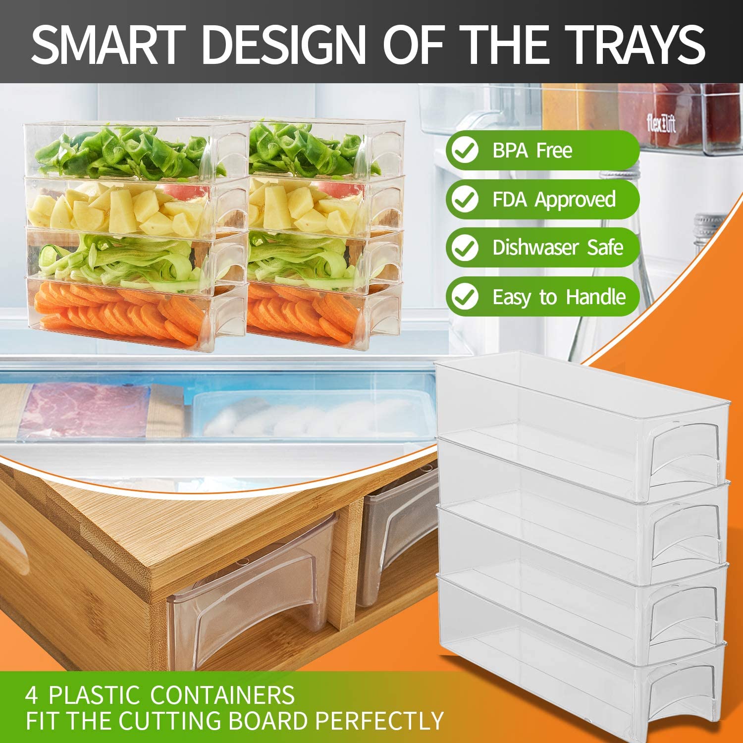 Large Bamboo Cutting Board and 4 Containers with Mobile Holder gift included for Home Kitchen - Home & Garden > Kitchenware > Kitchen Utensils - Rivercity House & Home Co. (ABN 18 642 972 209) - Affordable Modern Furniture Australia