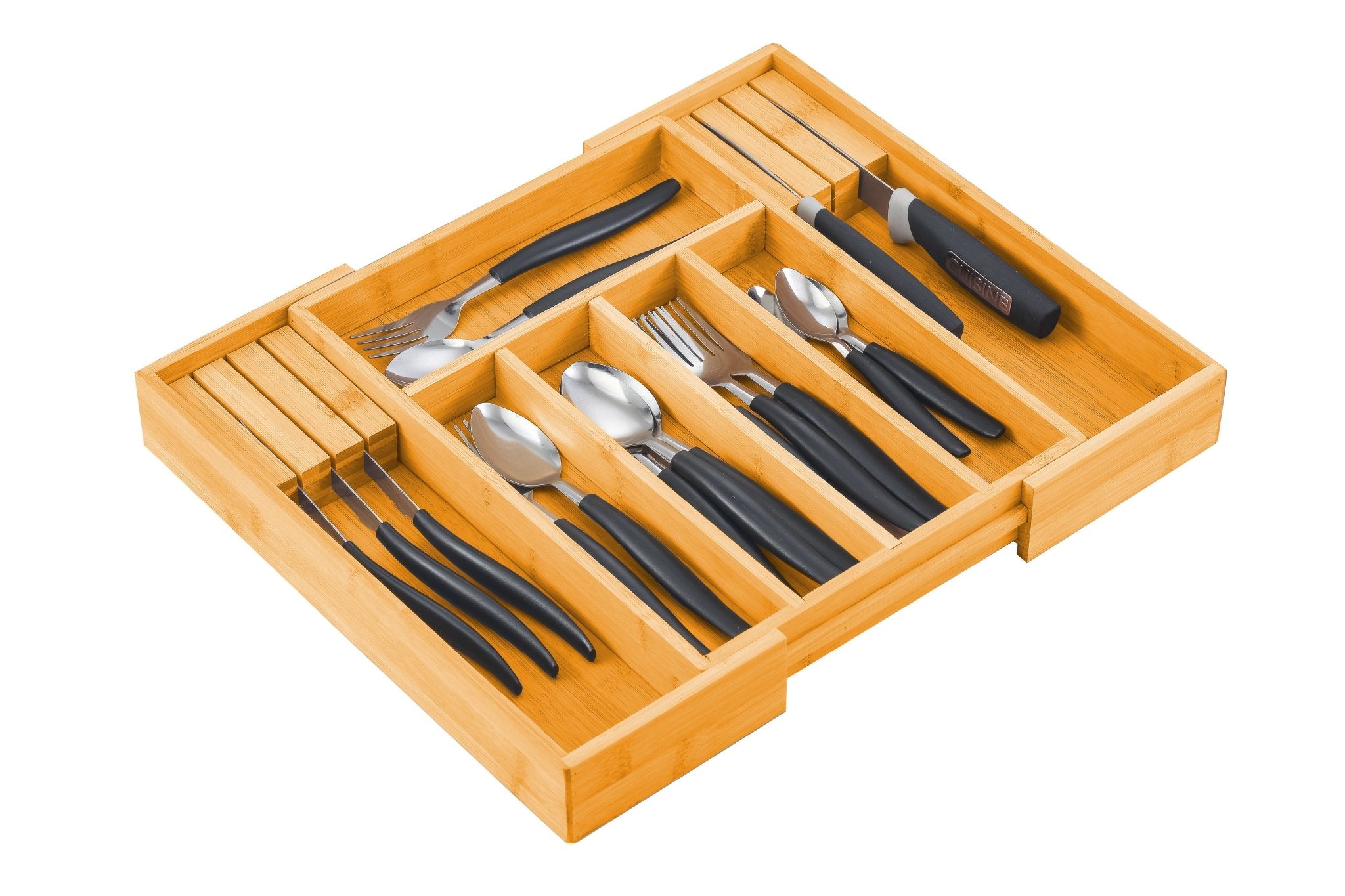 Large Capacity Bamboo Expandable Drawer Organizer with Knife Block Holder for Home Kitchen Utensils - Home & Garden > Kitchenware > Kitchen Knives - Rivercity House & Home Co. (ABN 18 642 972 209) - Affordable Modern Furniture Australia