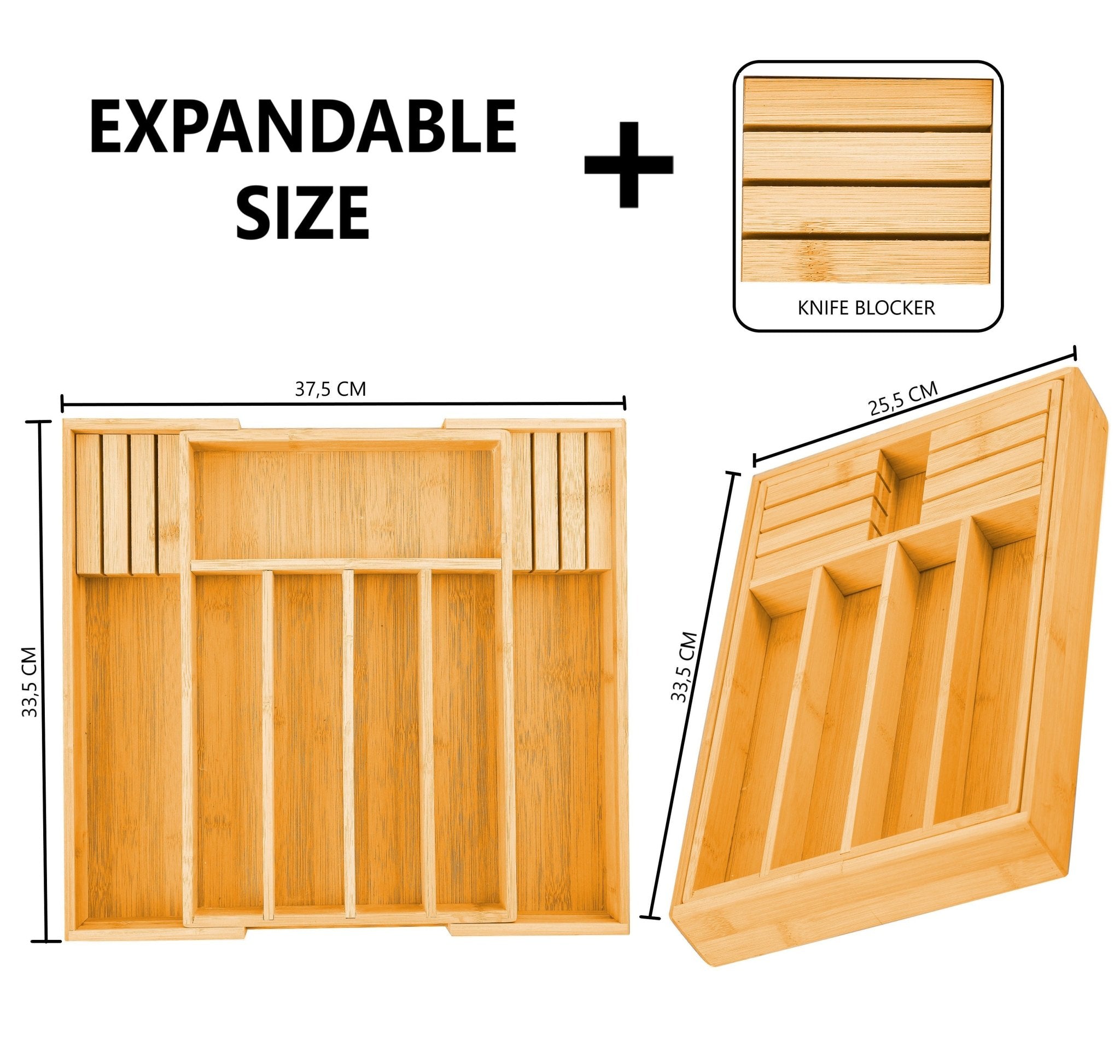 Large Capacity Bamboo Expandable Drawer Organizer with Knife Block Holder for Home Kitchen Utensils - Home & Garden > Kitchenware > Kitchen Knives - Rivercity House & Home Co. (ABN 18 642 972 209) - Affordable Modern Furniture Australia