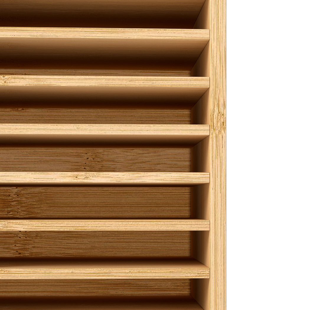 Large Capacity Bamboo Marker Organizer with 18 Compartments - Natural - Rivercity House & Home Co. (ABN 18 642 972 209) - Affordable Modern Furniture Australia
