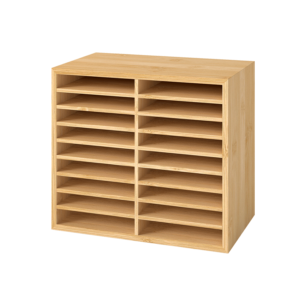 Large Capacity Bamboo Marker Organizer with 18 Compartments - Natural - Rivercity House & Home Co. (ABN 18 642 972 209) - Affordable Modern Furniture Australia