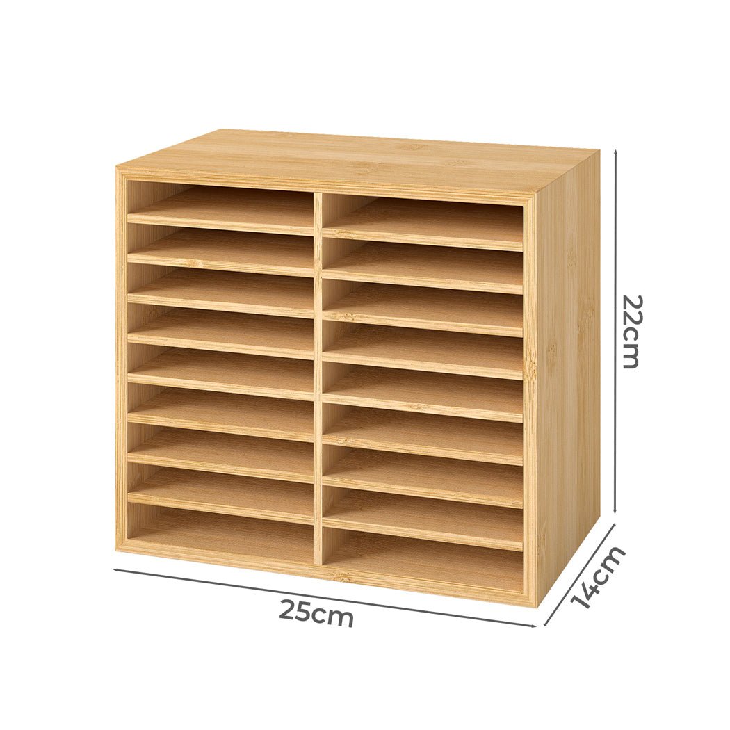 Large Capacity Bamboo Marker Organizer with 18 Compartments - Natural - Rivercity House & Home Co. (ABN 18 642 972 209) - Affordable Modern Furniture Australia