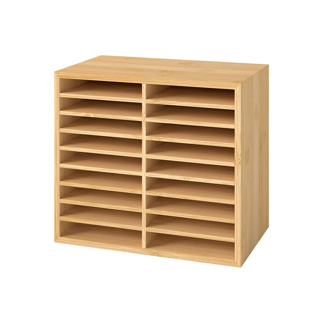 Large Capacity Bamboo Marker Organizer with 18 Compartments - Natural - Rivercity House & Home Co. (ABN 18 642 972 209) - Affordable Modern Furniture Australia