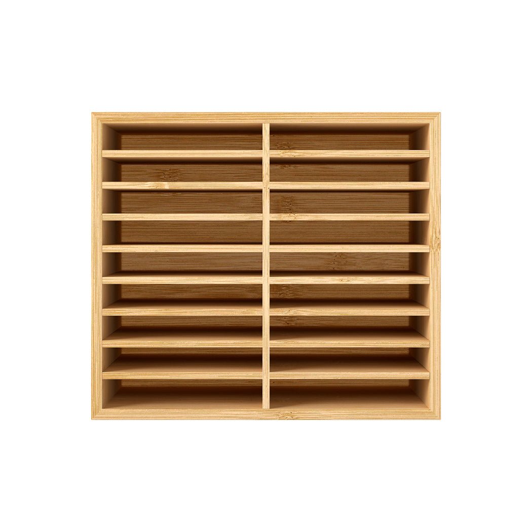 Large Capacity Bamboo Marker Organizer with 18 Compartments - Natural - Rivercity House & Home Co. (ABN 18 642 972 209) - Affordable Modern Furniture Australia