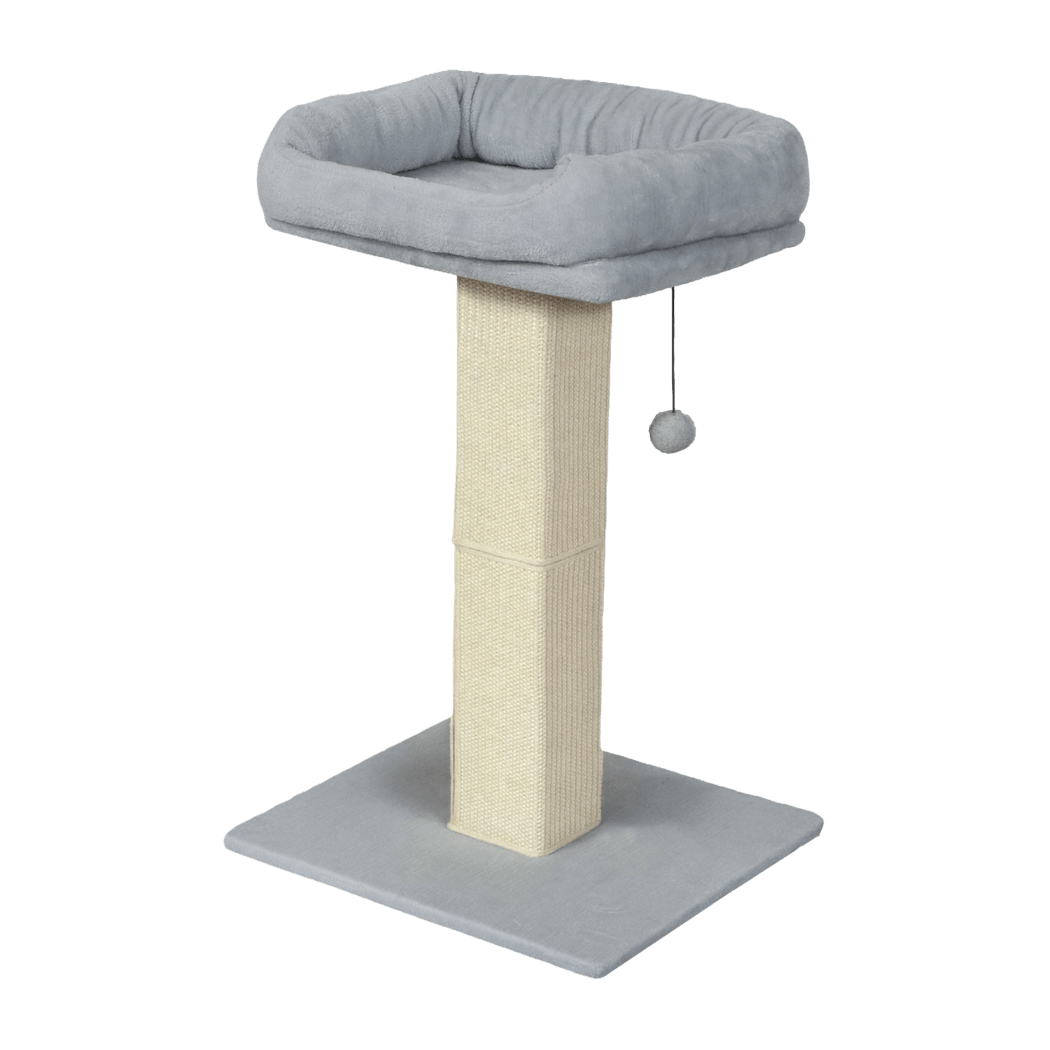 Large Cat Scratcher with Perch and Toy - Light Grey - Rivercity House & Home Co. (ABN 18 642 972 209) - Affordable Modern Furniture Australia