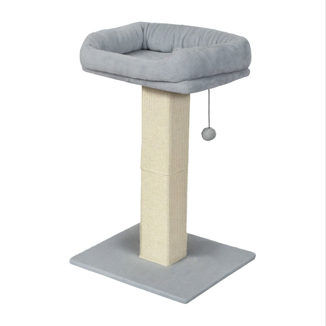 Large Cat Scratcher with Perch and Toy - Light Grey - Rivercity House & Home Co. (ABN 18 642 972 209) - Affordable Modern Furniture Australia