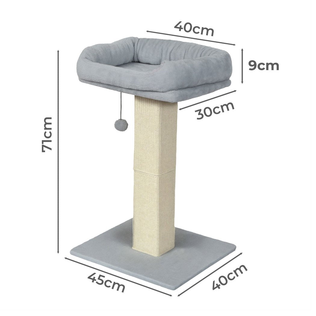 Large Cat Scratcher with Perch and Toy - Light Grey - Rivercity House & Home Co. (ABN 18 642 972 209) - Affordable Modern Furniture Australia