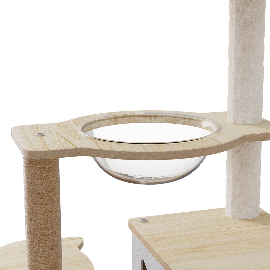 Large Cat Tree Tower 160cm with Scratcher Condo House - Beige - Rivercity House & Home Co. (ABN 18 642 972 209) - Affordable Modern Furniture Australia