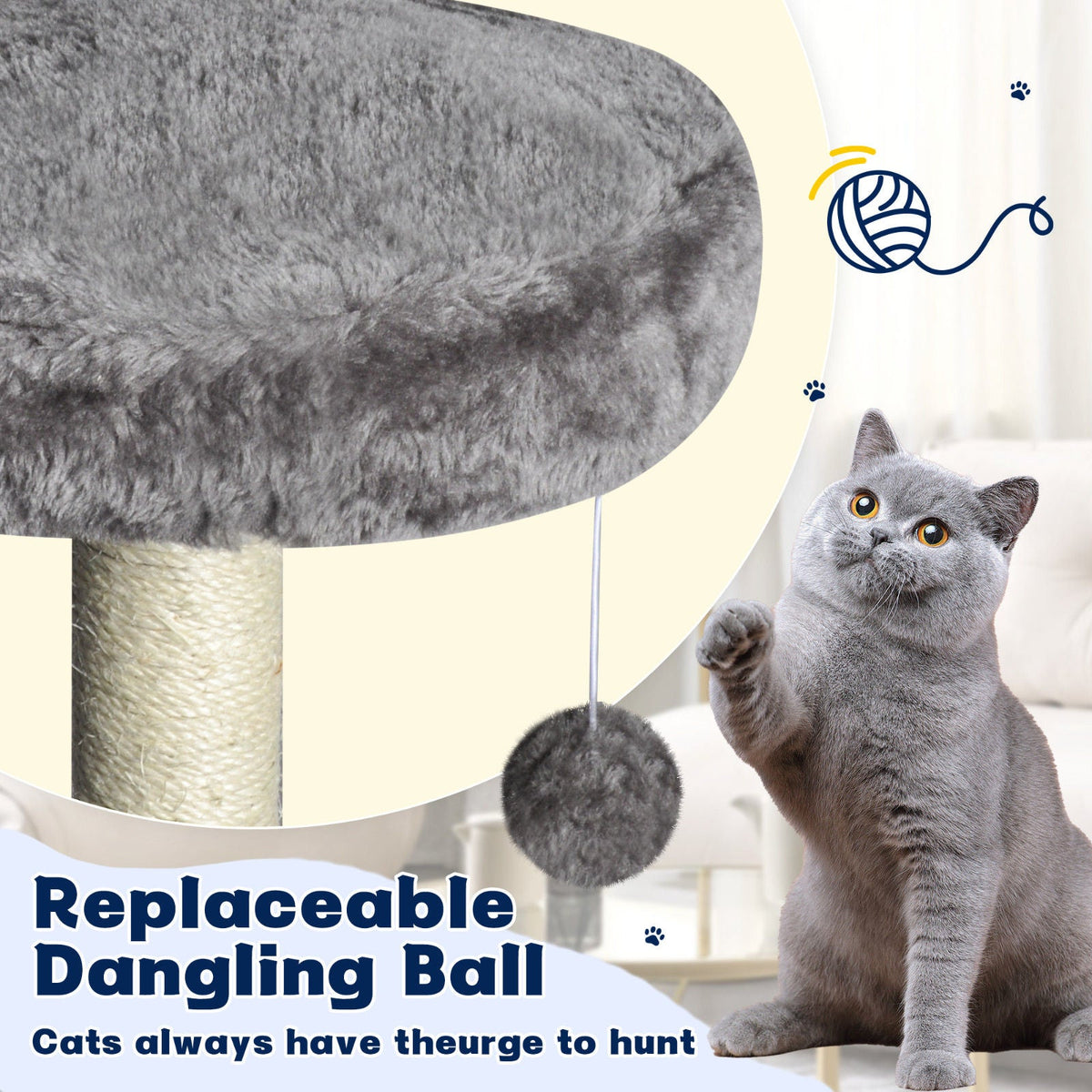 Large Cat Tree Tower Condo with Scratching Post and Bed - Grey - Pet Care > Cat Supplies > Cat Scratching Posts - Rivercity House & Home Co. (ABN 18 642 972 209) - Affordable Modern Furniture Australia