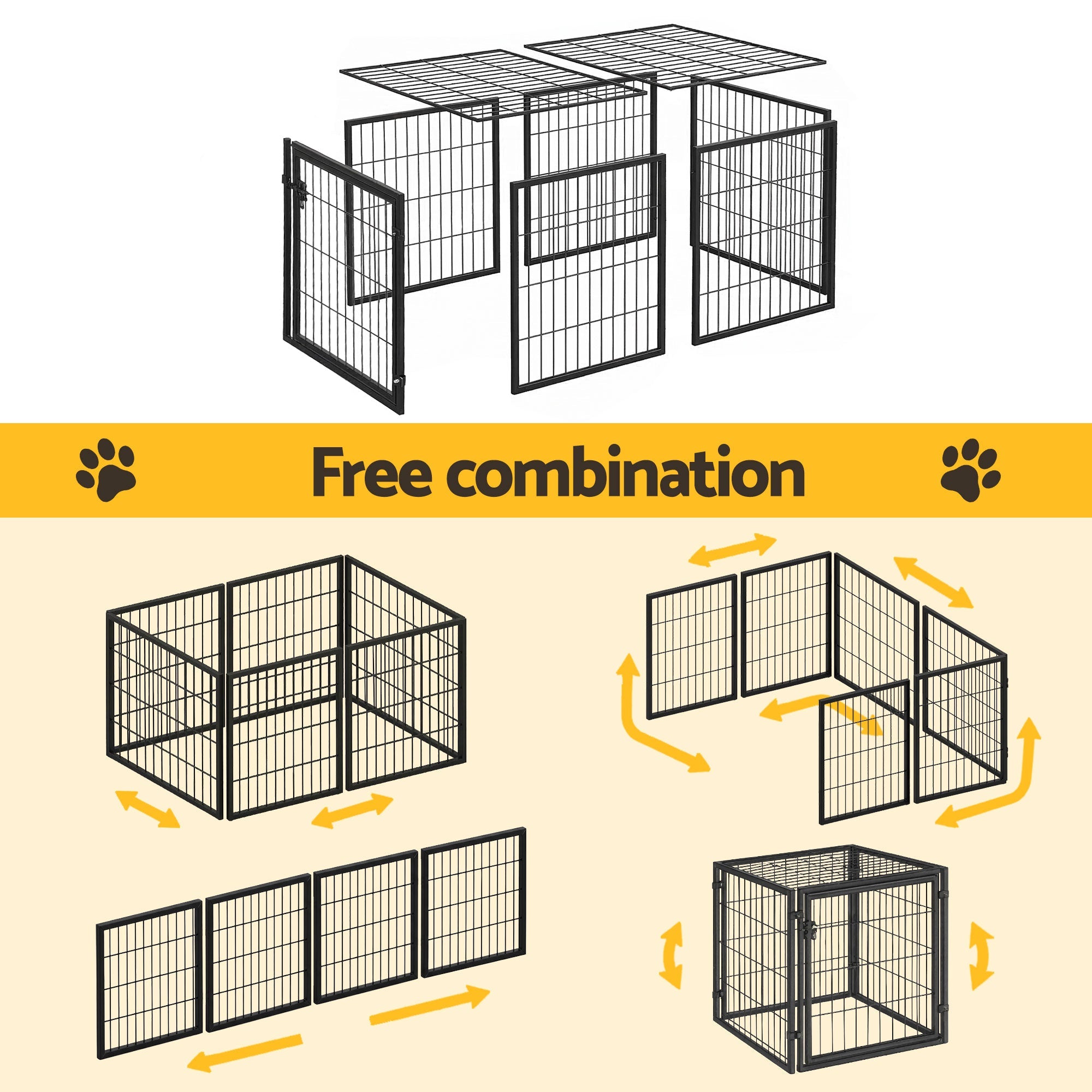 Large Dog Crate Cage Playpen 129cm Puppy Pen Pet Enclosure Black - Pet Care > Dog Supplies > Dog Carriers & Crates - Rivercity House & Home Co. (ABN 18 642 972 209) - Affordable Modern Furniture Australia