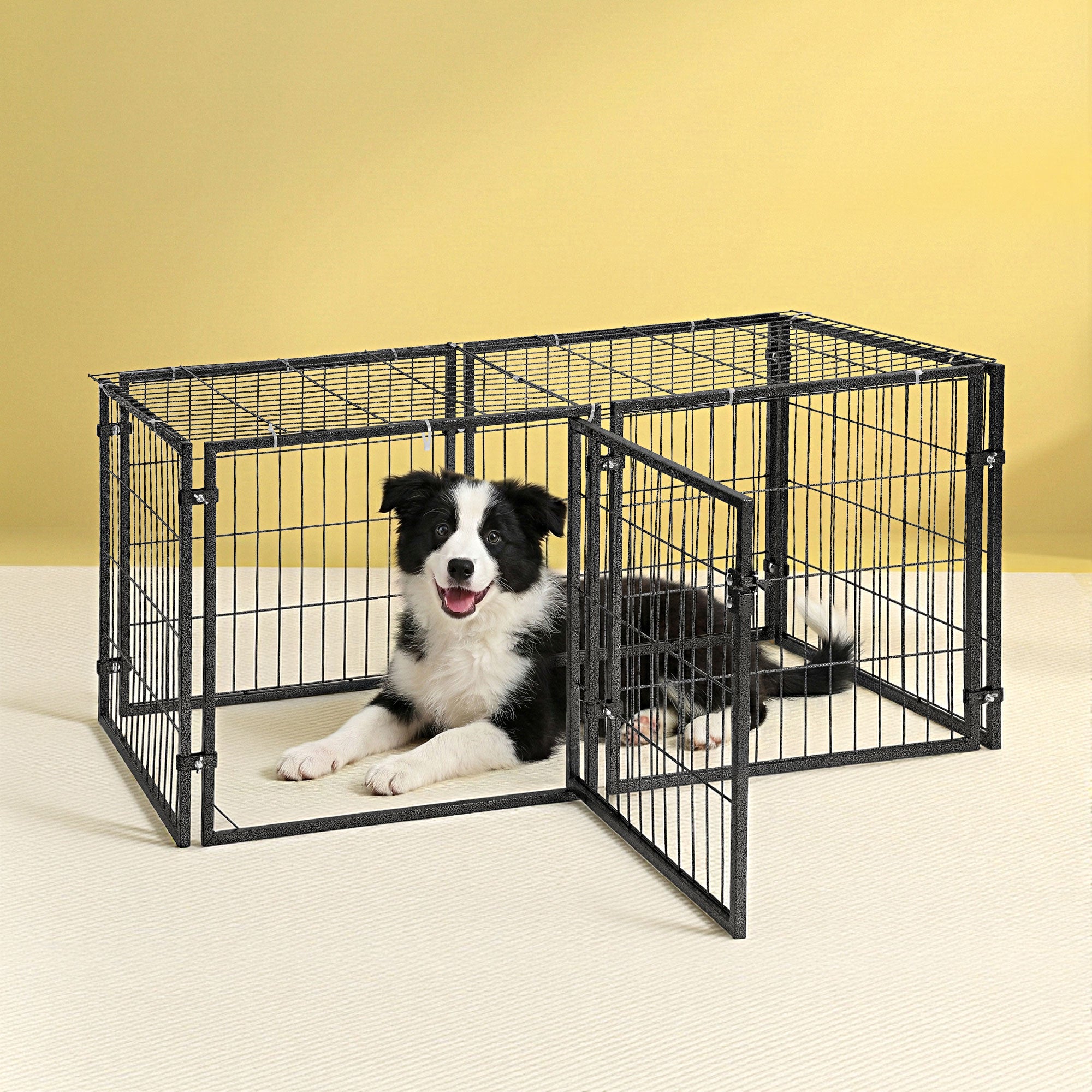 Large Dog Crate Cage Playpen 129cm Puppy Pen Pet Enclosure Black - Pet Care > Dog Supplies > Dog Carriers & Crates - Rivercity House & Home Co. (ABN 18 642 972 209) - Affordable Modern Furniture Australia