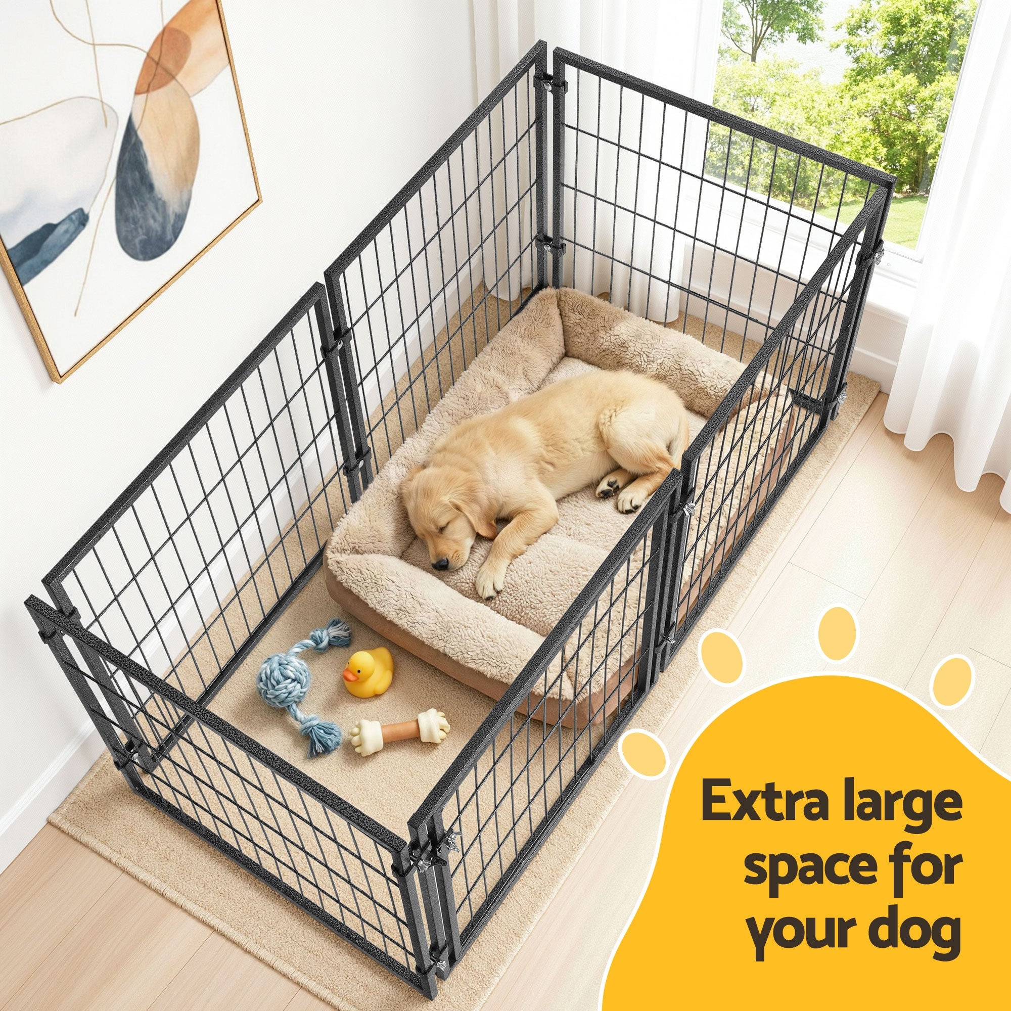 Large Dog Crate Cage Playpen 129cm Puppy Pen Pet Enclosure Black - Pet Care > Dog Supplies > Dog Carriers & Crates - Rivercity House & Home Co. (ABN 18 642 972 209) - Affordable Modern Furniture Australia