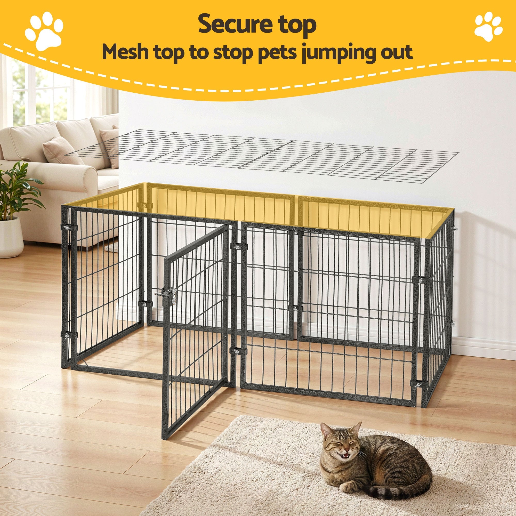 Large Dog Crate Cage Playpen 129cm Puppy Pen Pet Enclosure Black - Pet Care > Dog Supplies > Dog Carriers & Crates - Rivercity House & Home Co. (ABN 18 642 972 209) - Affordable Modern Furniture Australia