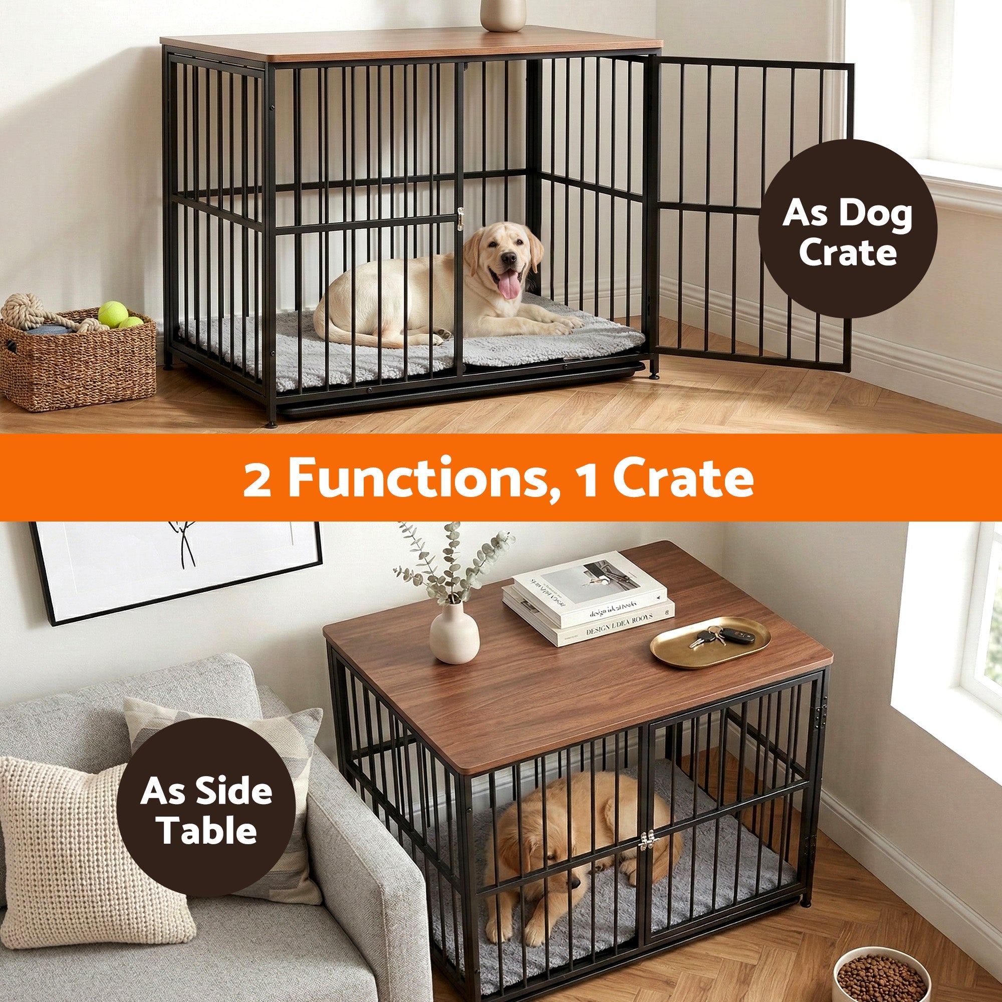 Large Dog Crate Furniture 93cm Dog Cage Puppy Pet Wooden Black - Pet Care > Dog Supplies > Dog Carriers & Crates - Rivercity House & Home Co. (ABN 18 642 972 209) - Affordable Modern Furniture Australia
