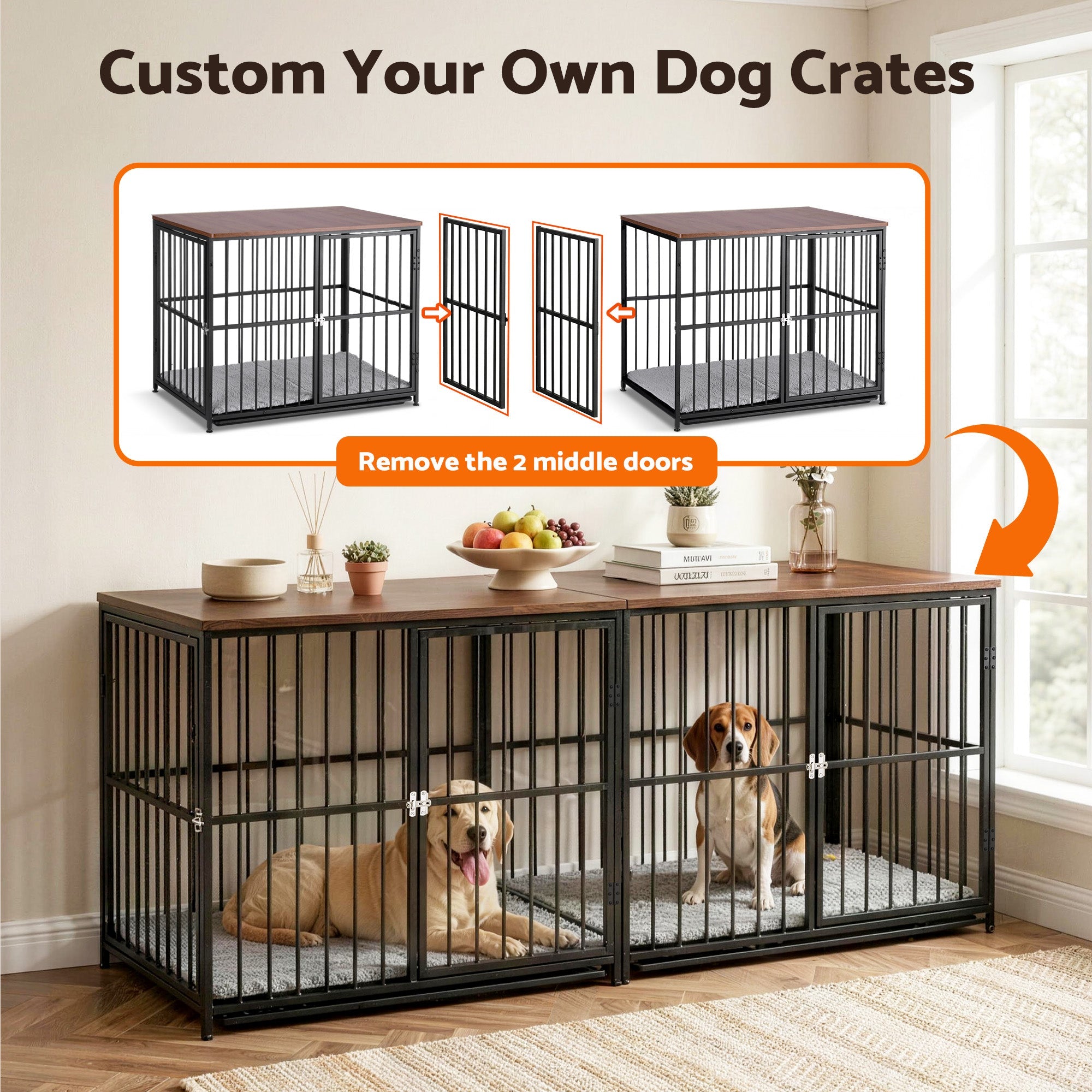 Large Dog Crate Furniture 93cm Dog Cage Puppy Pet Wooden Black - Pet Care > Dog Supplies > Dog Carriers & Crates - Rivercity House & Home Co. (ABN 18 642 972 209) - Affordable Modern Furniture Australia