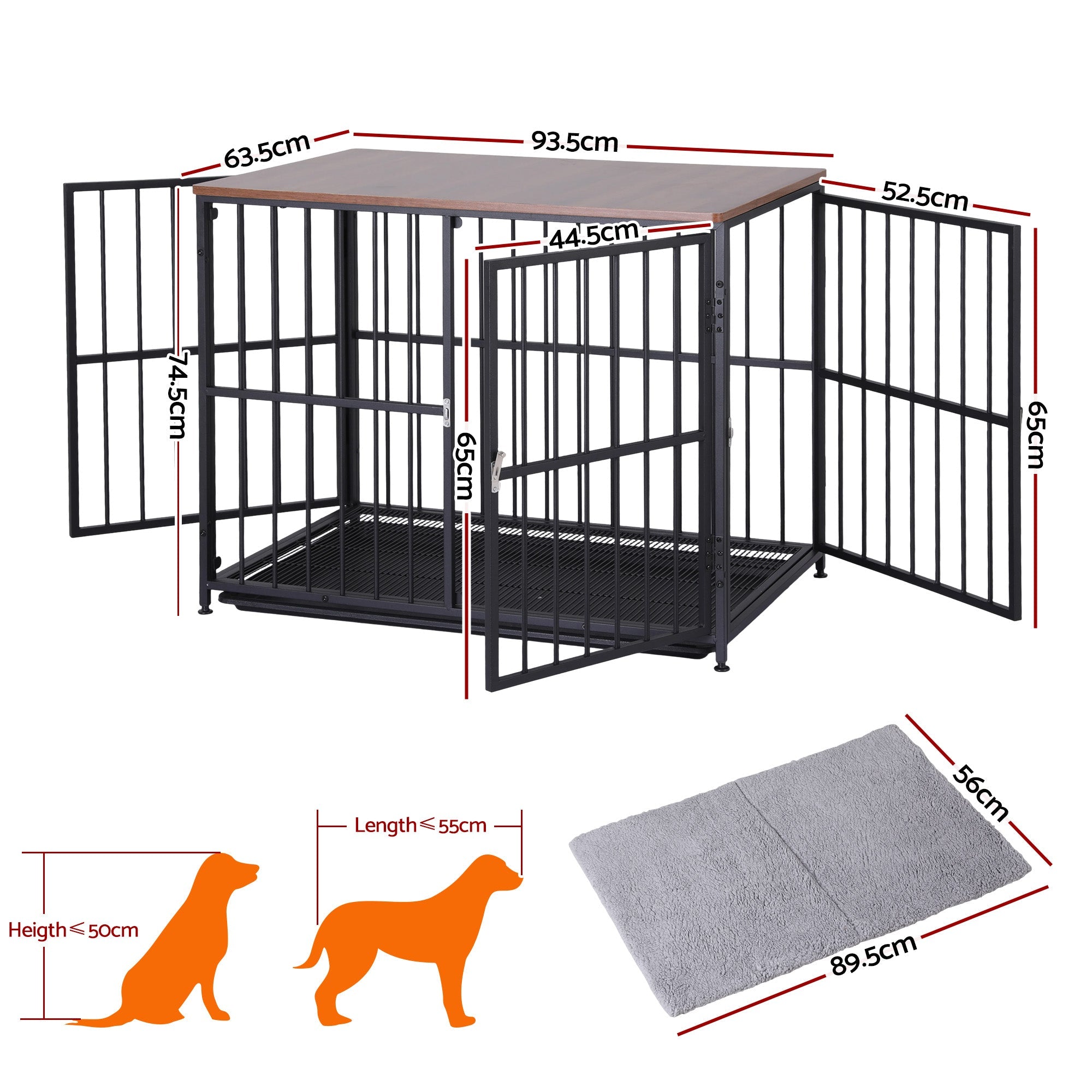 Large Dog Crate Furniture 93cm Dog Cage Puppy Pet Wooden Black - Pet Care > Dog Supplies > Dog Carriers & Crates - Rivercity House & Home Co. (ABN 18 642 972 209) - Affordable Modern Furniture Australia