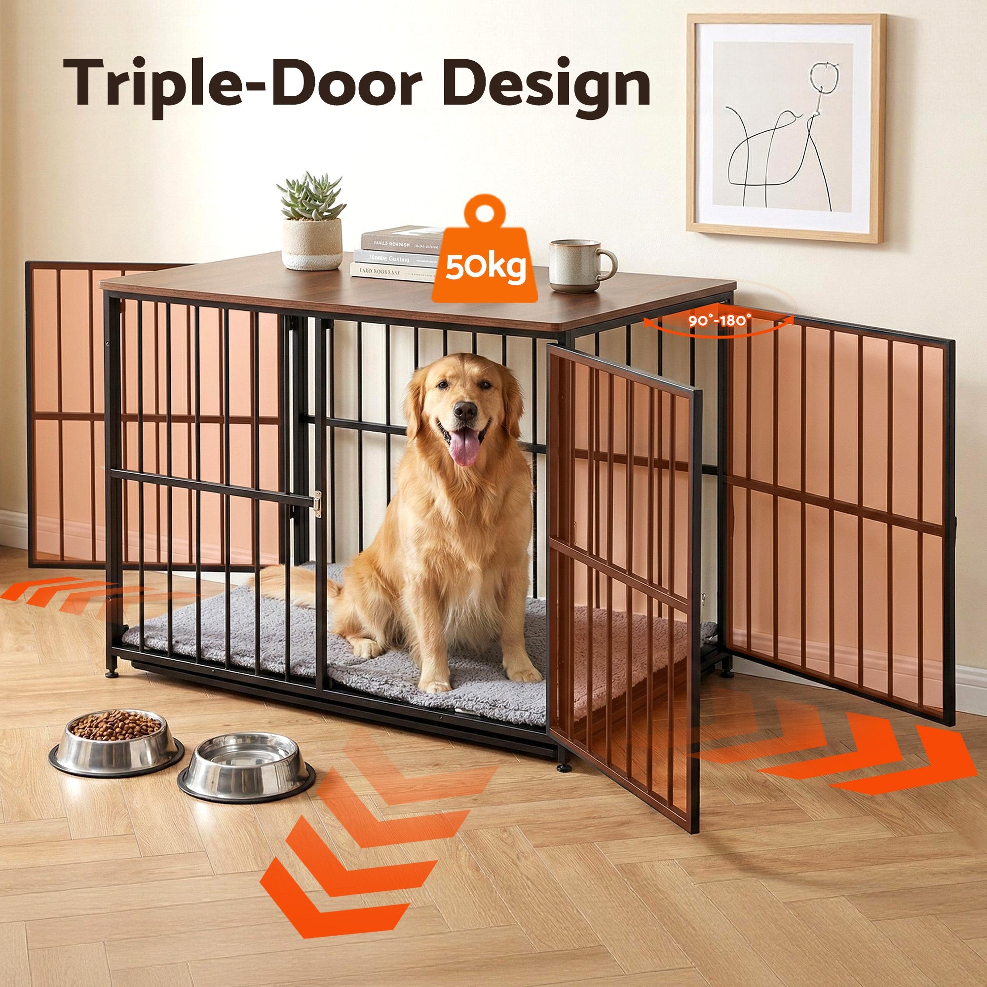 Large Dog Crate Furniture 93cm Dog Cage Puppy Pet Wooden Black - Pet Care > Dog Supplies > Dog Carriers & Crates - Rivercity House & Home Co. (ABN 18 642 972 209) - Affordable Modern Furniture Australia