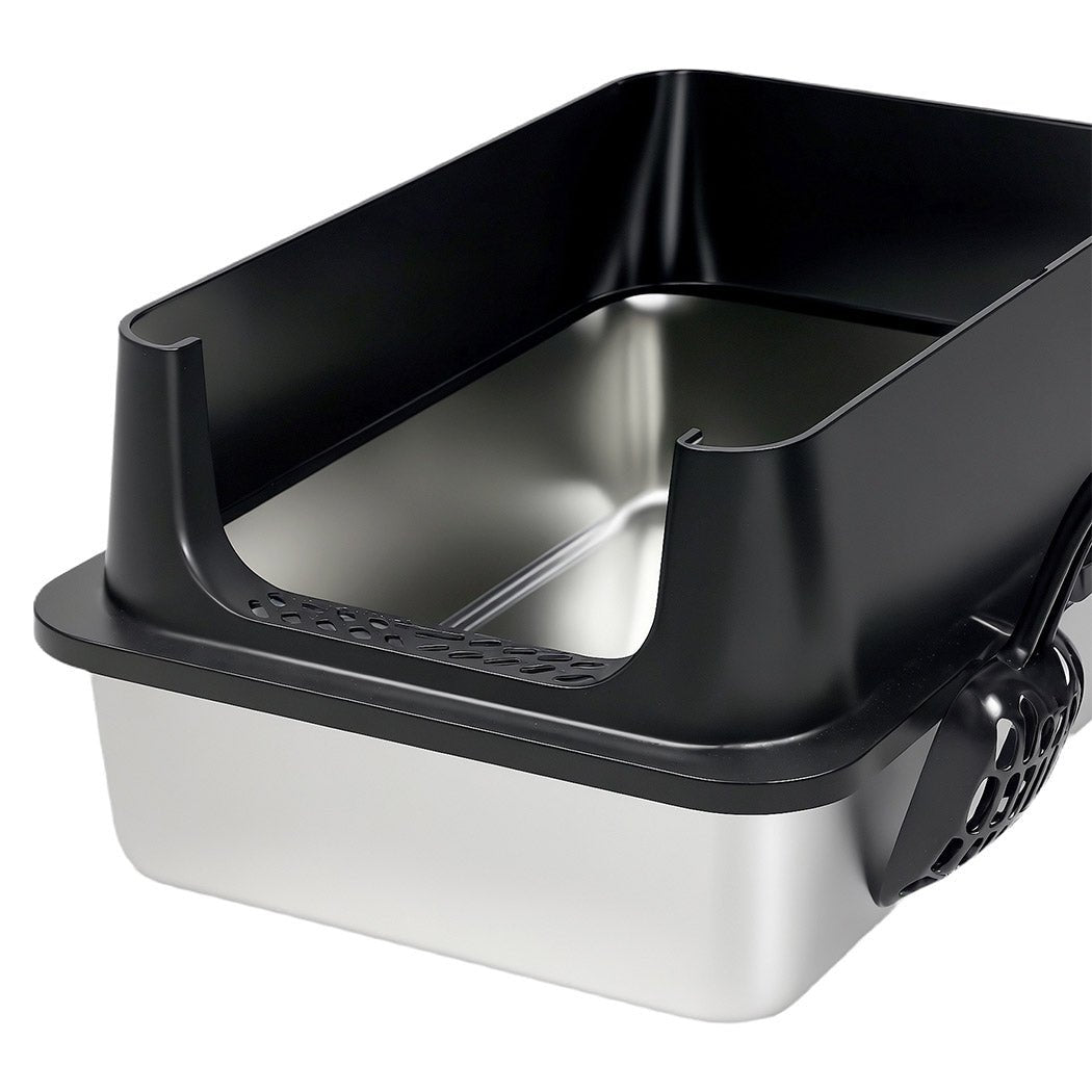 Large Enclosed Stainless Steel Cat Litter Box - Black - Rivercity House & Home Co. (ABN 18 642 972 209) - Affordable Modern Furniture Australia