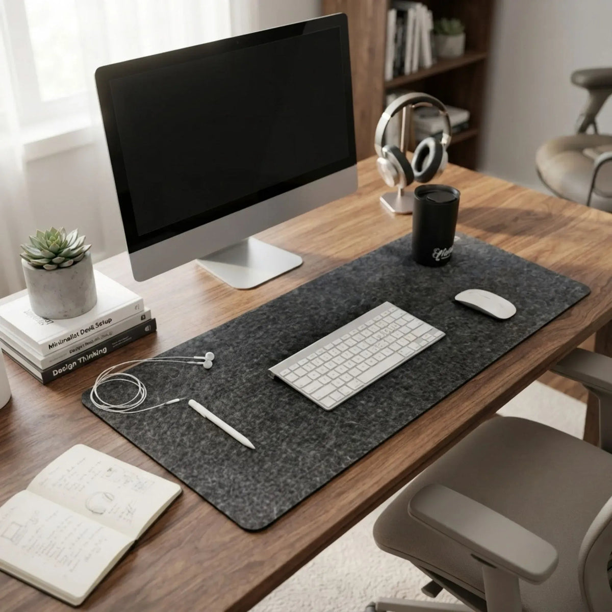 Large Felt Desk Mat 80x40cm Cotton Linen Fabric Mouse Pad - Grey - Home & Garden > Home Office Accessories > Desk Accessories - Rivercity House & Home Co. (ABN 18 642 972 209) - Affordable Modern Furniture Australia