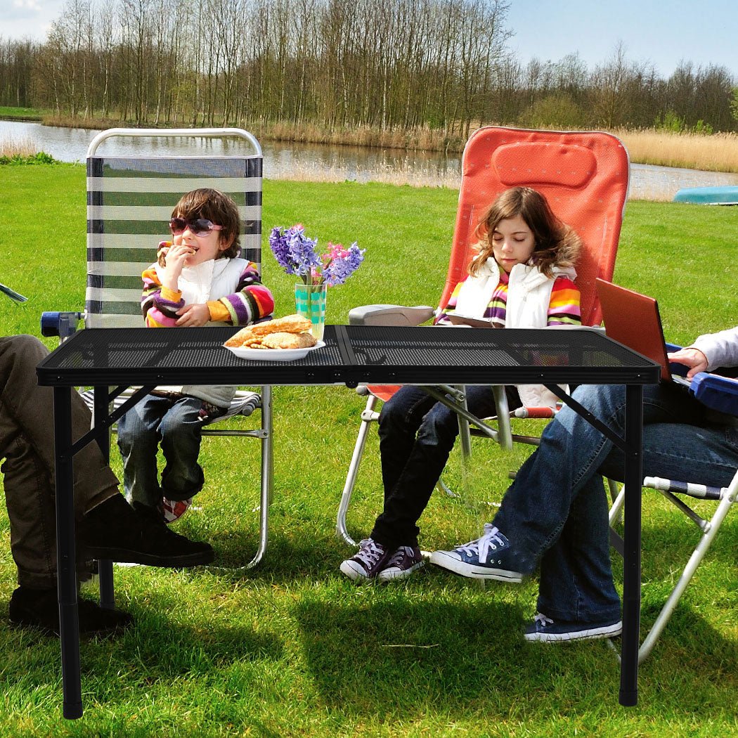 Large Foldable BBQ Grill Camping Table with Carry Handle - Black - Rivercity House & Home Co. (ABN 18 642 972 209) - Affordable Modern Furniture Australia