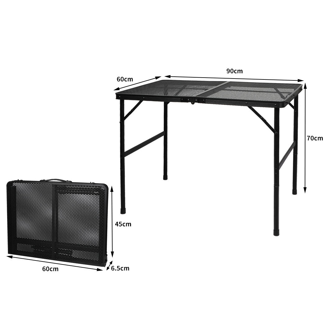 Large Foldable BBQ Grill Camping Table with Carry Handle - Black - Rivercity House & Home Co. (ABN 18 642 972 209) - Affordable Modern Furniture Australia