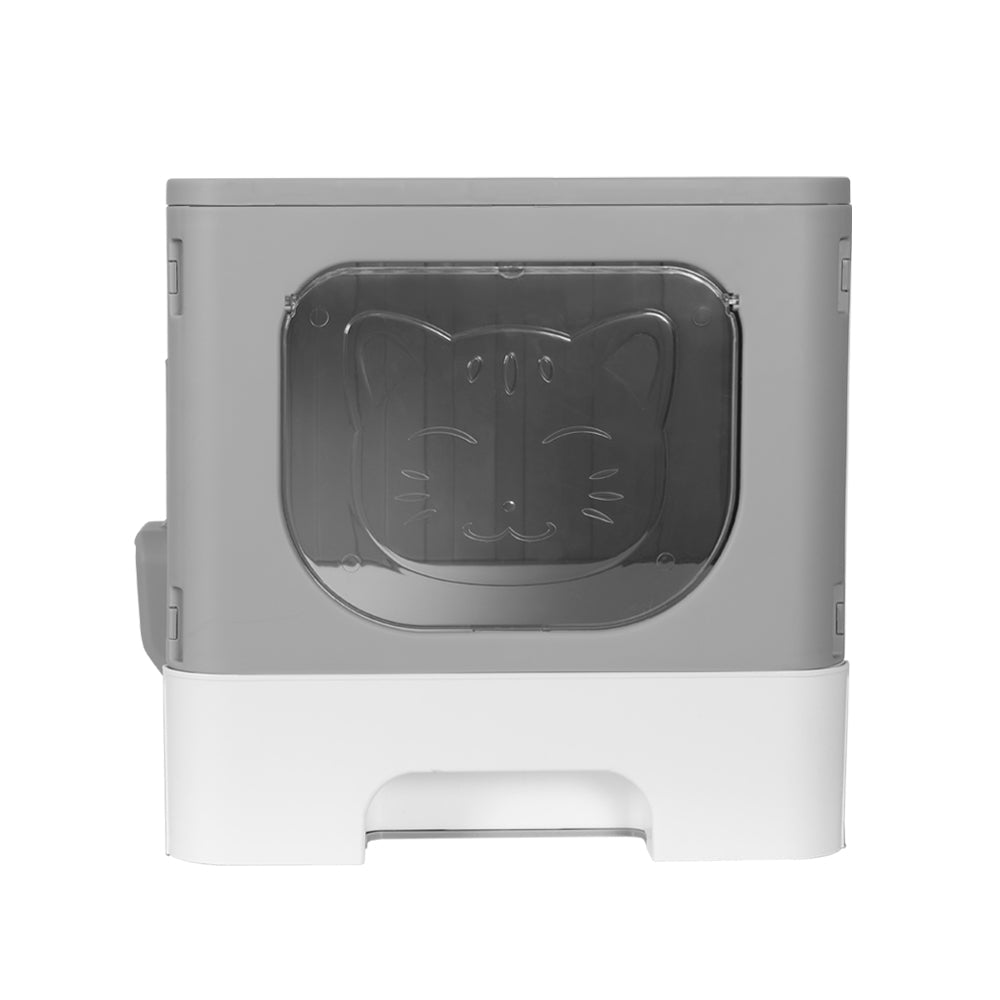 Large Foldable Enclosed Hooded Cat Litter Box with Scoop - Grey - Pet Care > Cat Supplies > Cat Litter - Rivercity House & Home Co. (ABN 18 642 972 209) - Affordable Modern Furniture Australia