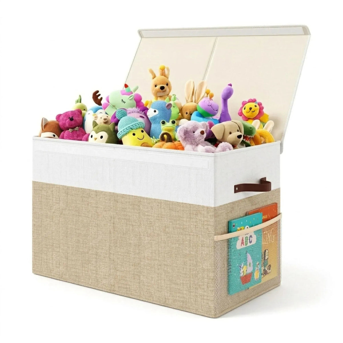 Large Foldable Toy Storage Box with Lid and Organiser - Beige Linen - Home & Garden > Storage > Clothing & Wardrobe Storage - Rivercity House & Home Co. (ABN 18 642 972 209) - Affordable Modern Furniture Australia