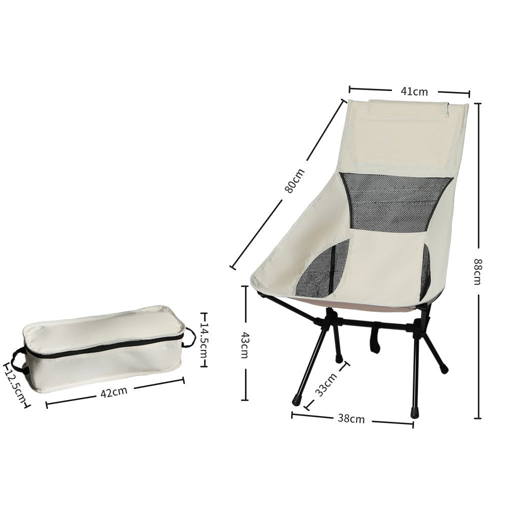 Large Folding Camping Chair Portable Outdoor - Beige - Rivercity House & Home Co. (ABN 18 642 972 209) - Affordable Modern Furniture Australia