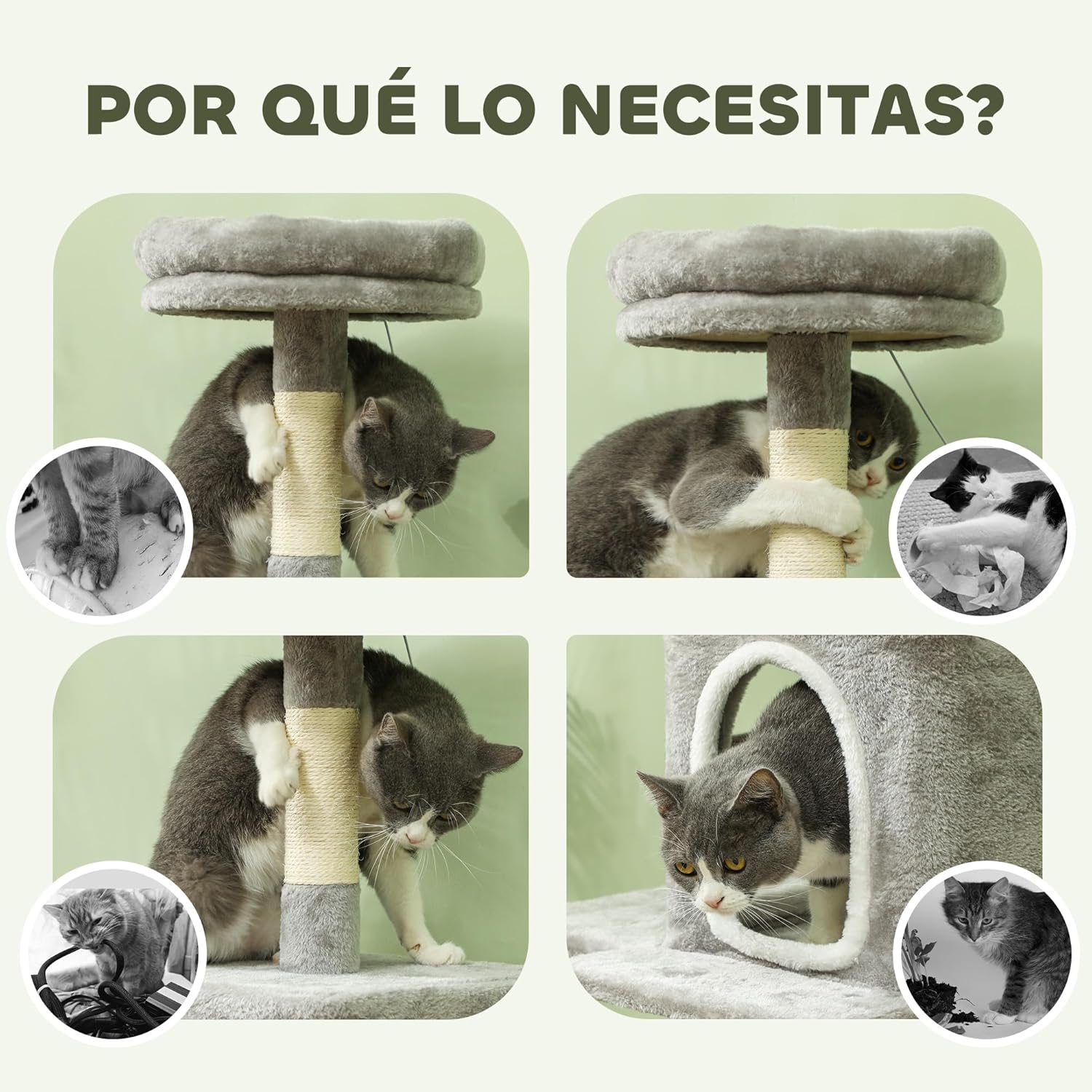 Large Indoor Cat Tree Tower with Plush Perch, Condo, Sisal Scratching Posts & Hanging Ball - Natural - Pet Care > Cat Supplies > Cat Scratching Posts - Rivercity House & Home Co. (ABN 18 642 972 209) - Affordable Modern Furniture Australia