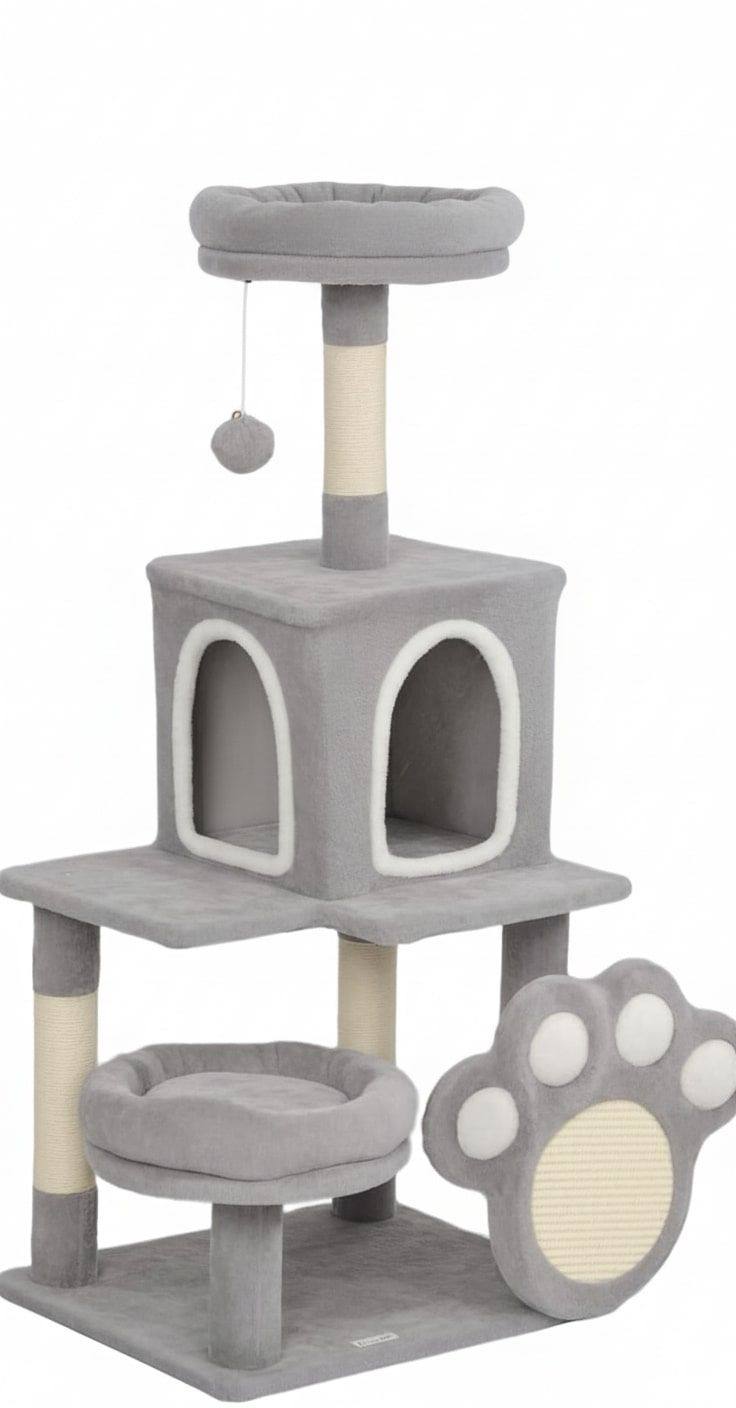 Large Indoor Cat Tree Tower with Plush Perch, Condo, Sisal Scratching Posts & Hanging Ball - Natural - Pet Care > Cat Supplies > Cat Scratching Posts - Rivercity House & Home Co. (ABN 18 642 972 209) - Affordable Modern Furniture Australia