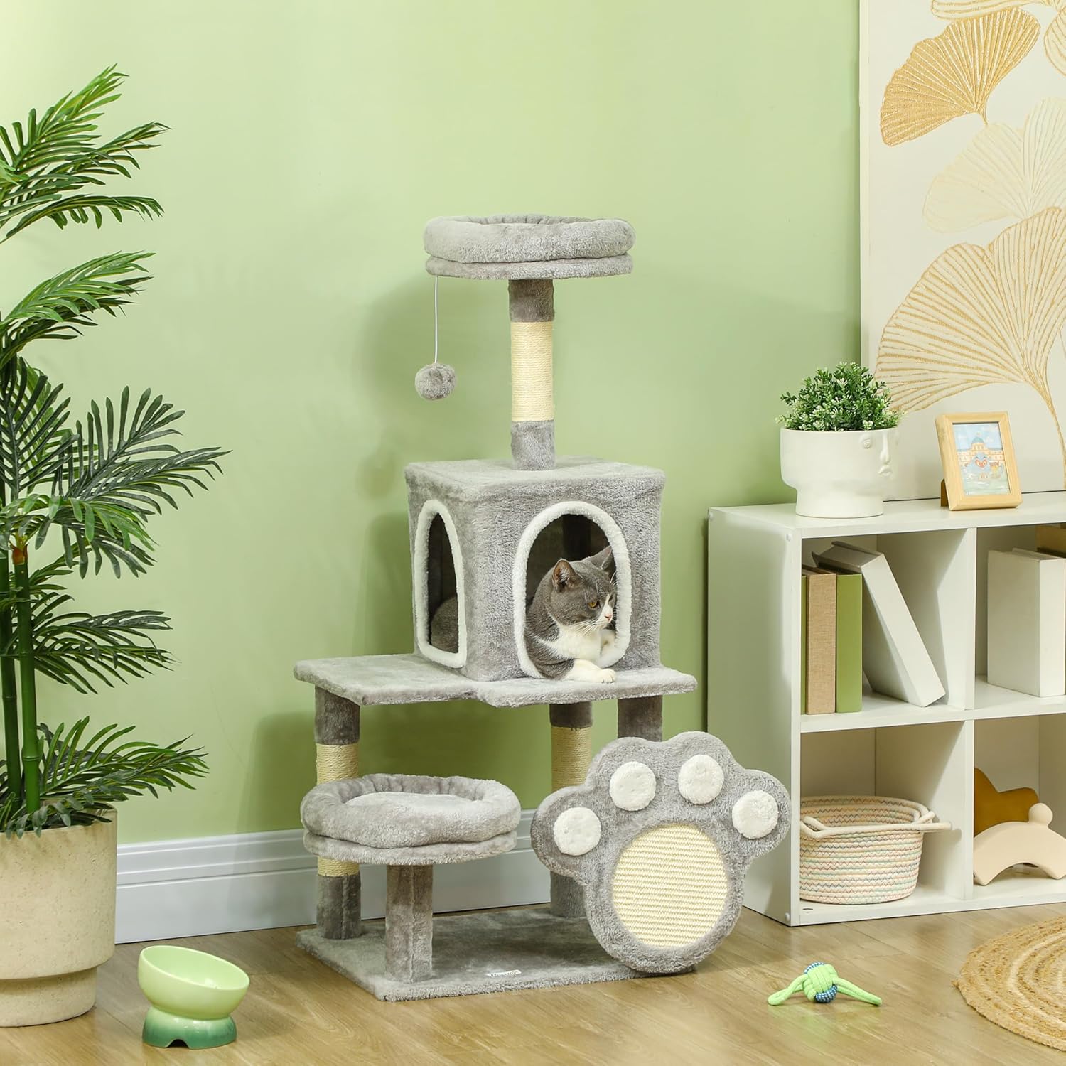 Large Indoor Cat Tree Tower with Plush Perch, Condo, Sisal Scratching Posts & Hanging Ball - Natural - Pet Care > Cat Supplies > Cat Scratching Posts - Rivercity House & Home Co. (ABN 18 642 972 209) - Affordable Modern Furniture Australia