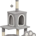 Large Indoor Cat Tree Tower with Plush Perch, Condo, Sisal Scratching Posts & Hanging Ball - Natural