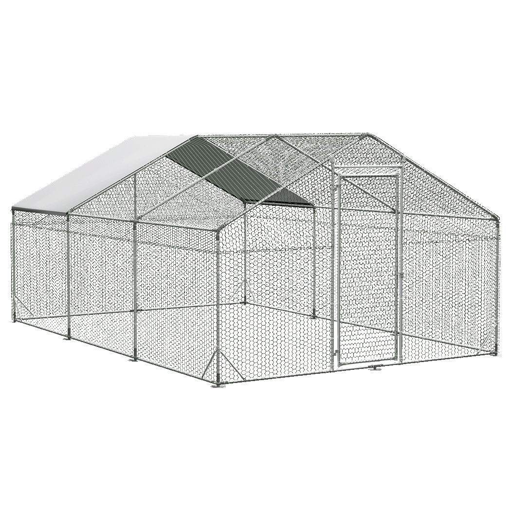 Large Metal Walk - in Chicken Coop Cage 600x300x194cm - Silver - Rivercity House & Home Co. (ABN 18 642 972 209) - Affordable Modern Furniture Australia