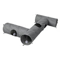 Large Modular Foldable Cat Tunnels 3-Pcs Linen Tube Toys - Grey
