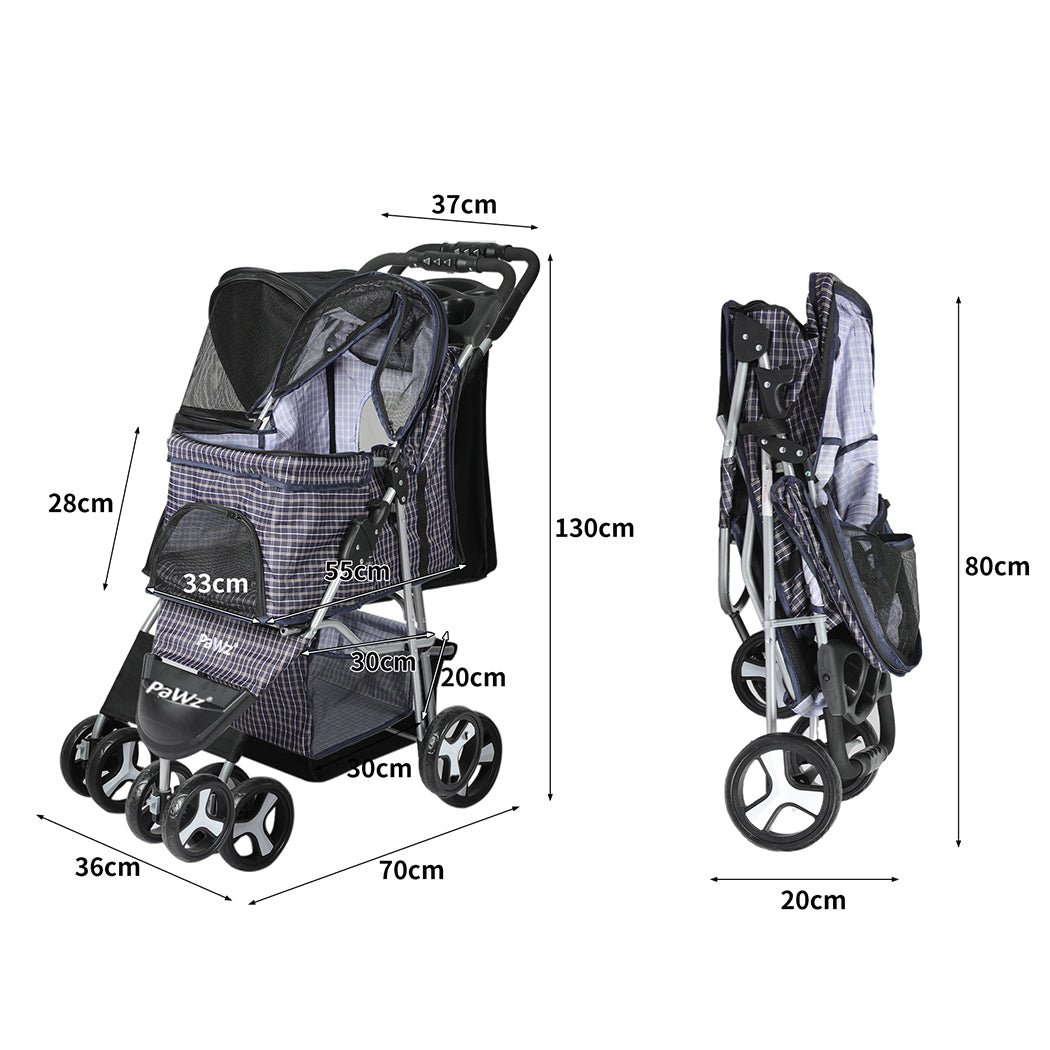 Large Pet Stroller Dog and Cat Carrier - Plaid - Rivercity House & Home Co. (ABN 18 642 972 209) - Affordable Modern Furniture Australia