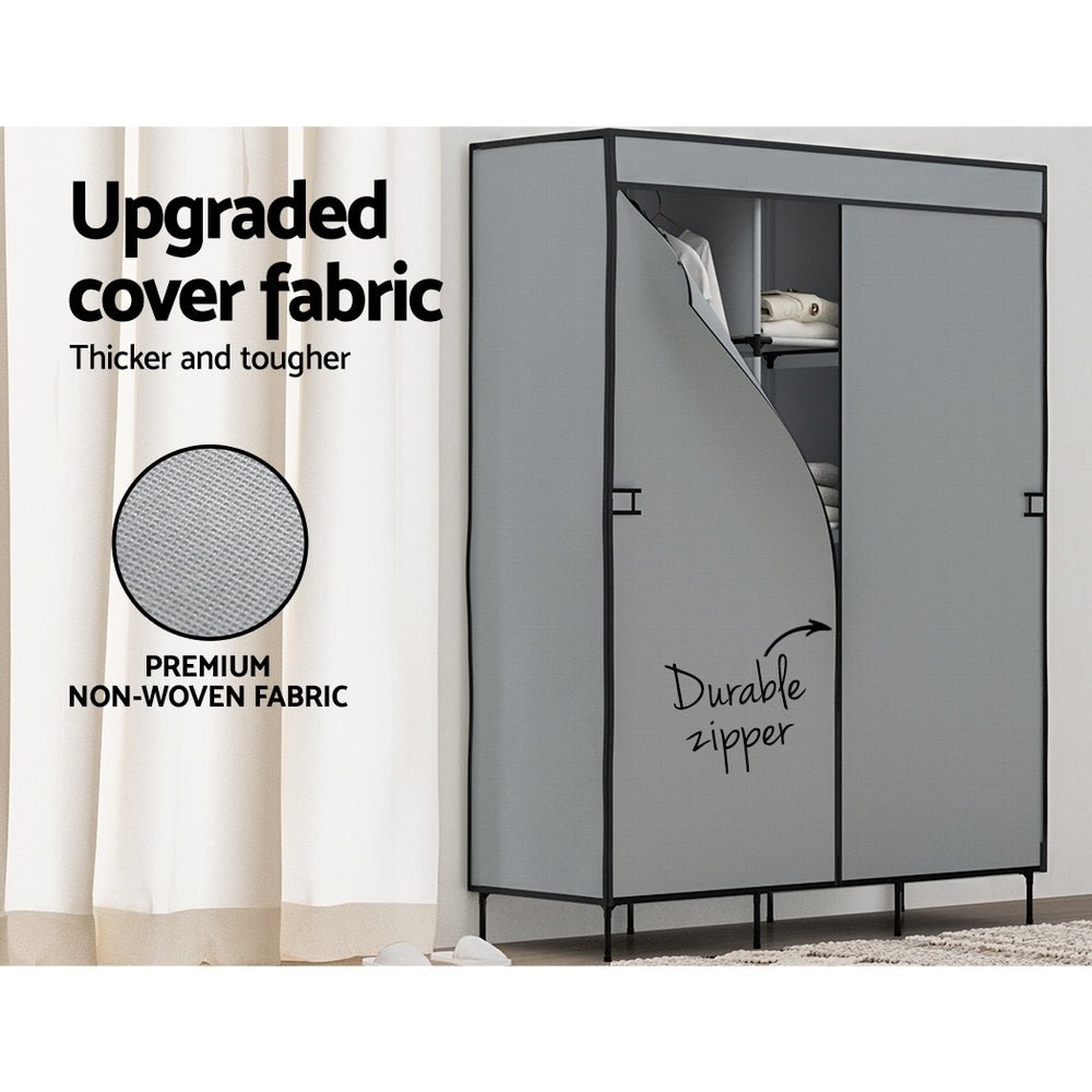 Large Portable Clothes Closet Wardrobe with Shelf Grey - Home & Garden > Storage > Clothing & Wardrobe Storage - Rivercity House & Home Co. (ABN 18 642 972 209) - Affordable Modern Furniture Australia