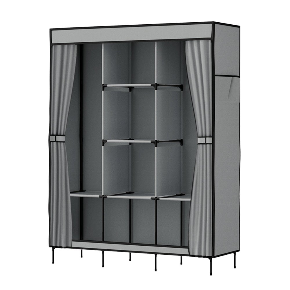 Large Portable Clothes Closet Wardrobe with Shelf Grey - Home & Garden > Storage > Clothing & Wardrobe Storage - Rivercity House & Home Co. (ABN 18 642 972 209) - Affordable Modern Furniture Australia