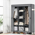 Large Portable Clothes Wardrobe Closet with Shelf - Grey