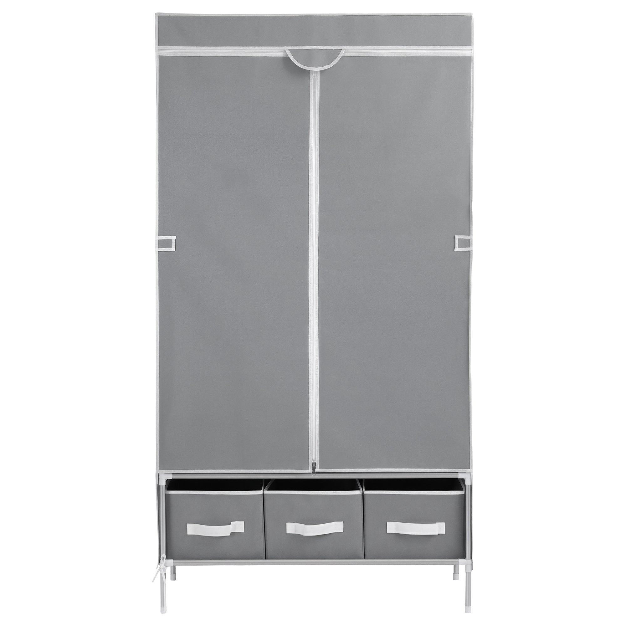 Large Portable Clothes Closet Wardrobe with Tiebacks Grey - Home & Garden > Storage > Clothing & Wardrobe Storage - Rivercity House & Home Co. (ABN 18 642 972 209) - Affordable Modern Furniture Australia