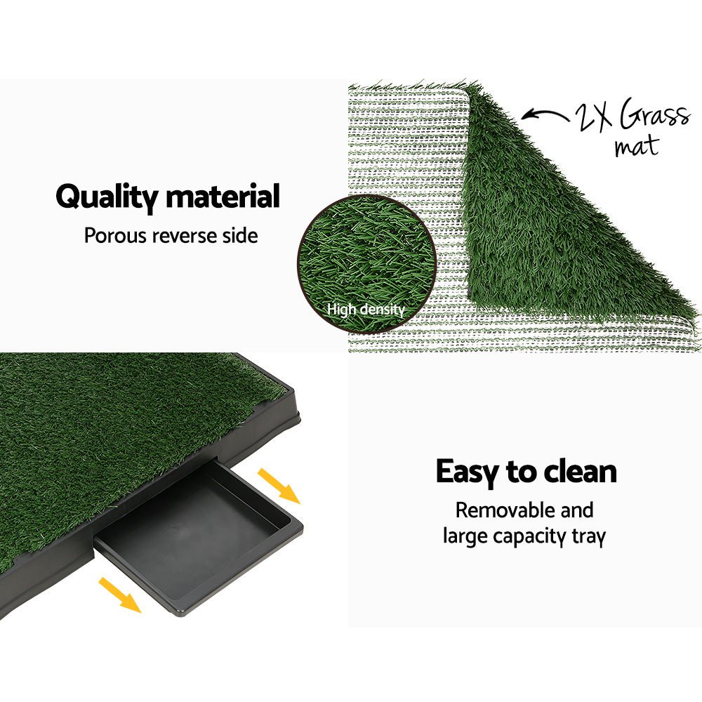 Large Portable Dog Training Potty Pad with Tray and Grass Mats - Black Green - Pet Care > Dog Supplies > Dog Training Aids - Rivercity House & Home Co. (ABN 18 642 972 209) - Affordable Modern Furniture Australia
