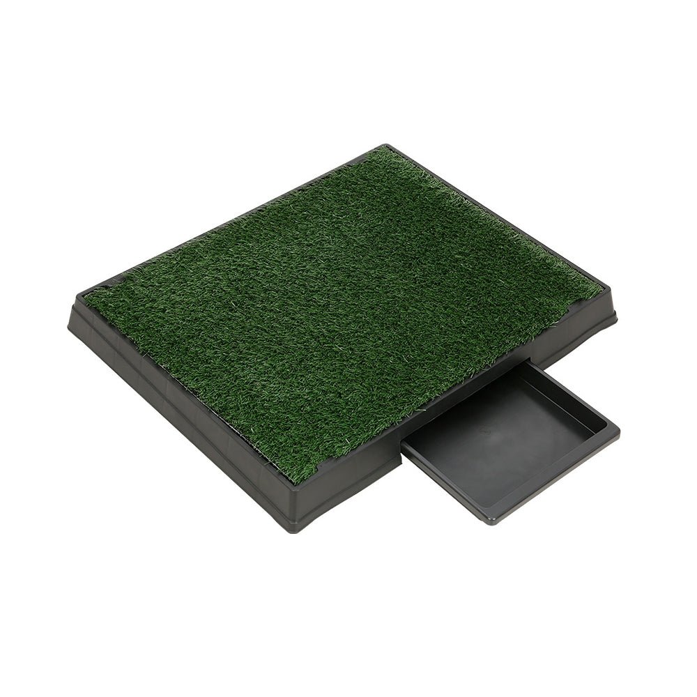 Large Portable Dog Training Potty Pad with Tray and Grass Mats - Black Green - Pet Care > Dog Supplies > Dog Training Aids - Rivercity House & Home Co. (ABN 18 642 972 209) - Affordable Modern Furniture Australia