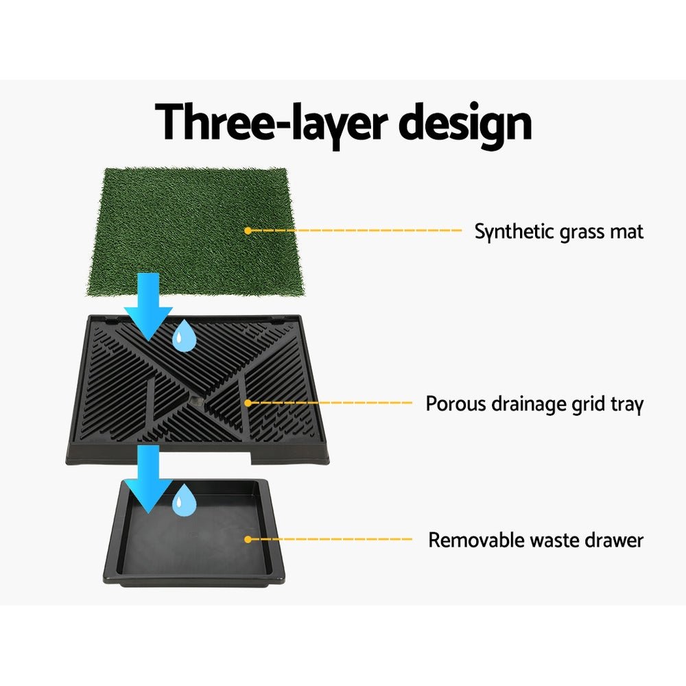 Large Portable Dog Training Potty Tray with Grass Mat - Black Green - Pet Care > Dog Supplies > Dog Training Aids - Rivercity House & Home Co. (ABN 18 642 972 209) - Affordable Modern Furniture Australia