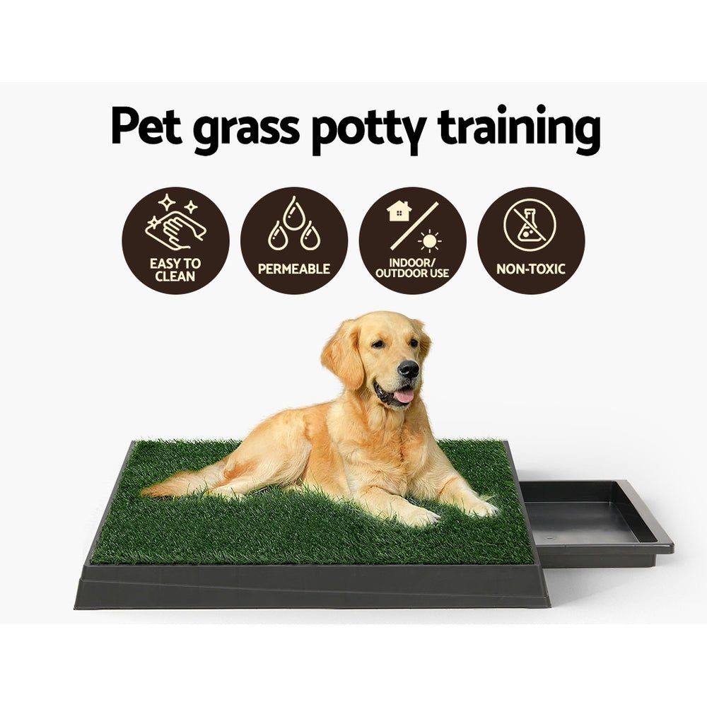 Large Portable Dog Training Potty Tray with Grass Mat - Black Green - Pet Care > Dog Supplies > Dog Training Aids - Rivercity House & Home Co. (ABN 18 642 972 209) - Affordable Modern Furniture Australia