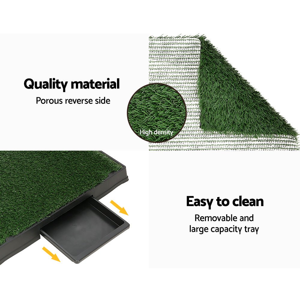 Large Portable Dog Training Potty Tray with Grass Mat - Black Green - Pet Care > Dog Supplies > Dog Training Aids - Rivercity House & Home Co. (ABN 18 642 972 209) - Affordable Modern Furniture Australia