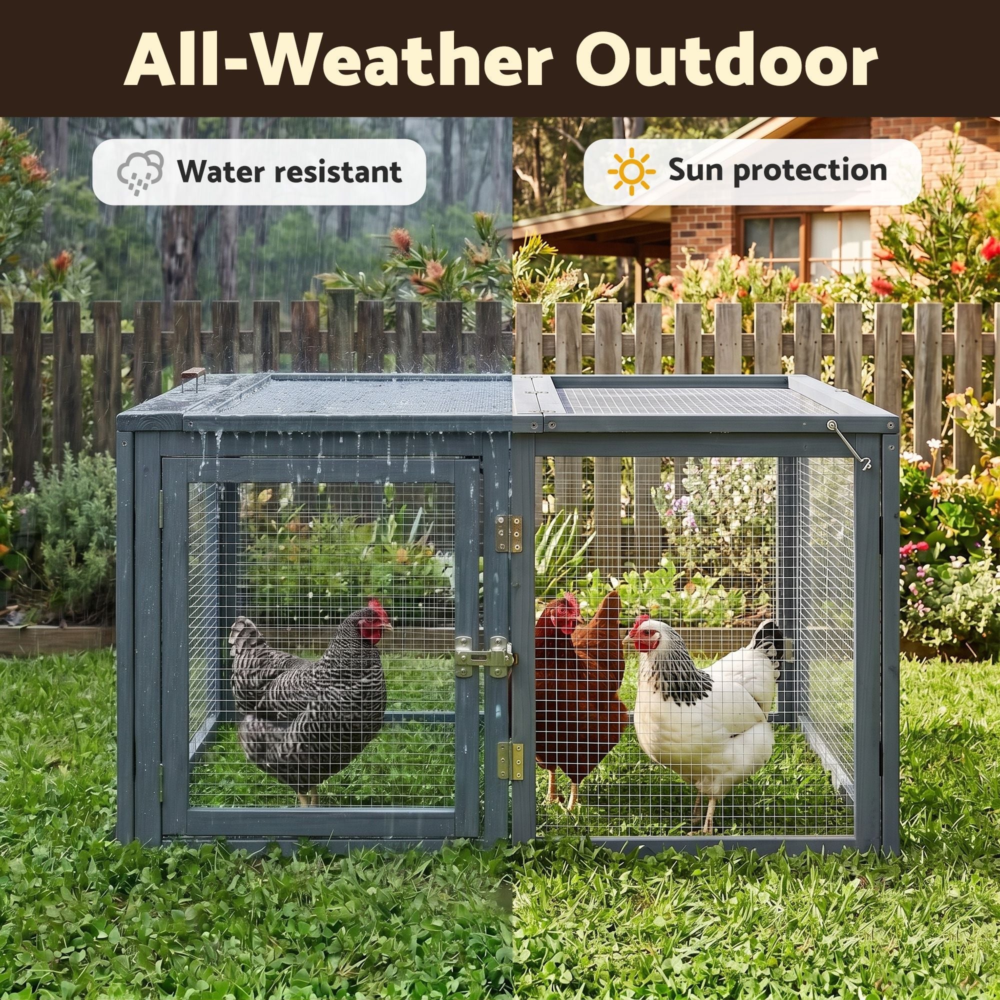 Large Portable Wooden Chicken Coop Rabbit Run Folding Hen House 110cm - Grey - Pet Care > Coops & Hutches > Small Animal Habitats & Cages - Rivercity House & Home Co. (ABN 18 642 972 209) - Affordable Modern Furniture Australia